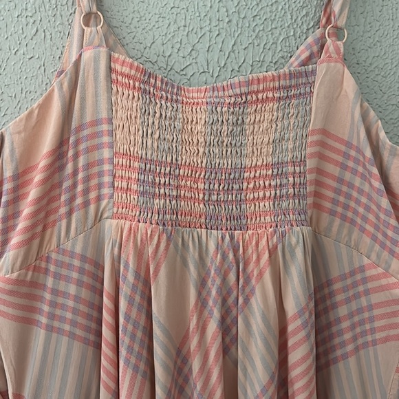 Torrid Womens Plus Plaid Challis Button Front Midi Dress, Pink Peach, Size 1/1X - Picture 8 of 9